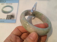 Load image into Gallery viewer, 56.5mm certificated Type A 100% Natural sunny green/purple/yellow Monet’s Water Lilies Jade bangle E62-1029