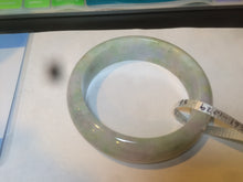 Load image into Gallery viewer, 56.5mm certificated Type A 100% Natural sunny green/purple/yellow Monet’s Water Lilies Jade bangle E62-1029