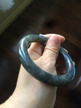 Load image into Gallery viewer, Sale! 100% Natural Certified 56 mm black/white (籽料青花) seed material round cut nephrite Jade bangle HHE105-5500