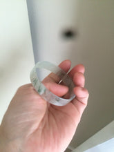 Load image into Gallery viewer, 50mm Certified Type A 100% Natural light white/green floating flowers super thin jadeite jade bangle AK22-4969