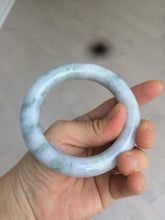Load image into Gallery viewer, 56.3mm certified Type A 100% Natural light green/white/purple chubby round cut Jadeite Jade bangle E65