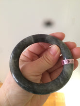 Load image into Gallery viewer, 53.4mm Certified 100% Natural black/gray sesame paste 芝麻糊 青花round cut nephrite Jade bangle HE102-5546