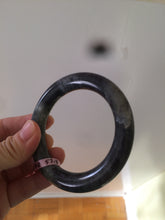 Load image into Gallery viewer, 53.4mm Certified 100% Natural black/gray sesame paste 芝麻糊 青花round cut nephrite Jade bangle HE102-5546