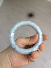 Load image into Gallery viewer, 56.3mm certified Type A 100% Natural light green/white/purple chubby round cut Jadeite Jade bangle E65