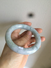 Load image into Gallery viewer, 56.3mm certified Type A 100% Natural light green/white/purple chubby round cut Jadeite Jade bangle E65