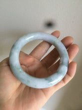 Load image into Gallery viewer, 56.3mm certified Type A 100% Natural light green/white/purple chubby round cut Jadeite Jade bangle E65