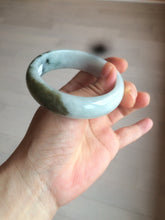 Load image into Gallery viewer, 55.5mm Certified type A 100% Natural green/white chubby Jadeite bangle N103-3792