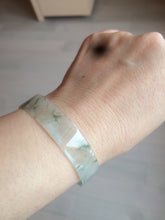 Load image into Gallery viewer, 50mm Certified Type A 100% Natural light white/green floating flowers super thin jadeite jade bangle AK22-4969