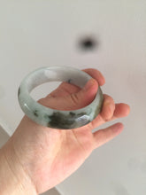 Load image into Gallery viewer, 55.5mm Certified type A 100% Natural green/white chubby Jadeite bangle N103-3792