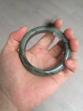 Load image into Gallery viewer, 54.9mm certified Type A 100% Natural dark green/black jadeite jade bangle N102-9772