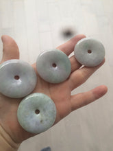 Load image into Gallery viewer, 38-43mm Type A 100% Natural green/purple Jadeite Jade Safety Guardian Button donut Pendant/worry stone/car hanger group AE27