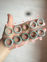 Load image into Gallery viewer, 18.5mm/size 8 1/2 100% natural type A icy watery green/white/yellow jadeite jade band ring G105- 8 1/2