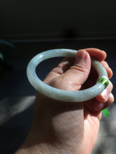 Load image into Gallery viewer, 55.8mm Certified Type A 100% Natural icy white/green round cut Jadeite Jade bangle E53-1281