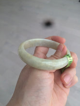 Load image into Gallery viewer, 52mm certified 100% natural Type A green/yellow oval jadeite jade bangle s39-8541
