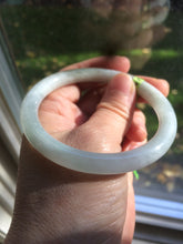 Load image into Gallery viewer, 55.8mm Certified Type A 100% Natural icy white/green round cut Jadeite Jade bangle E53-1281