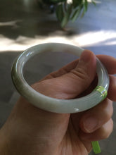 Load image into Gallery viewer, 55.8mm Certified Type A 100% Natural icy white/green round cut Jadeite Jade bangle E53-1281