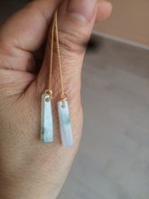 Load image into Gallery viewer, 100% Natural icy watery green Misty rain (烟雨江南) safe and sound dangling jadeite Jade earring C22