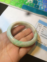 Load image into Gallery viewer, 54.6mm certified 100% natural Type A sunny green/white/brown jadeite jade bangle AH61-3333