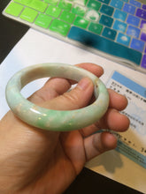 Load image into Gallery viewer, 54.6mm certified 100% natural Type A sunny green/white/brown jadeite jade bangle AH61-3333
