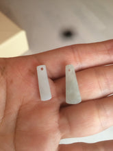 Load image into Gallery viewer, 100% Natural icy watery green Misty rain (烟雨江南) safe and sound dangling jadeite Jade earring C22