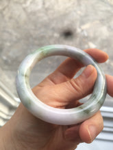 Load image into Gallery viewer, 56mm 100% natural certified sunny green/white/purple round cut jadeite jade bangle R54-4815
