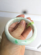 Load image into Gallery viewer, 58mm certificated Type A 100% Natural sunny green/white Jadeite Jade bangle E48-7904