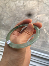 Load image into Gallery viewer, 55.5mm certified Type A 100% Natural icy green super thin Jadeite bangle R56-8420