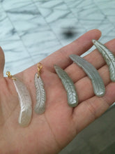 Load image into Gallery viewer, 100% Natural type A light green/white jadeite Jade feather pendant AB Add on item, not sale individually.