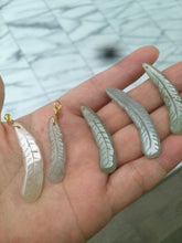 Load image into Gallery viewer, 100% Natural type A light green/white jadeite Jade feather pendant AB Add on item, not sale individually.