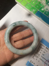Load image into Gallery viewer, 56.5mm Certified 100% natural Type A light green/yellow with green flying flowers round cut jadeite jade bangle AS65-1634