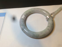 Load image into Gallery viewer, 56.3mm certified Type A 100% Natural light green/white/purple chubby round cut Jadeite Jade bangle E65
