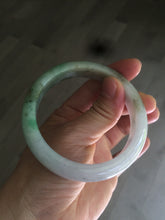 Load image into Gallery viewer, 56.5mm certified 100% natural Type A sunny green/white jadeite jade bangle A80-0458