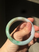 Load image into Gallery viewer, 56.5mm certified 100% natural Type A sunny green/white jadeite jade bangle A80-0458