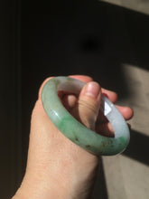 Load image into Gallery viewer, 56.5mm certified 100% natural Type A sunny green/white jadeite jade bangle A80-0458