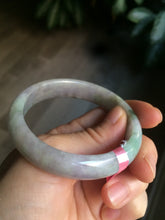 Load image into Gallery viewer, 51.5mm Certified Type A 100% Natural light green/purple/gray oval shape Jadeite Jade bangle B67-5185