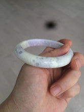 Load image into Gallery viewer, 56.6mm Certified Type A 100% Natural Sage Green/Thistle purple/cream beige Jadeite Jade bangle X107-0542