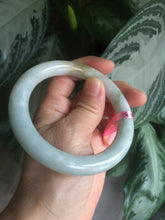 Load image into Gallery viewer, 58mm 100% natural light green/brown round cut jadeite jade bangle L64