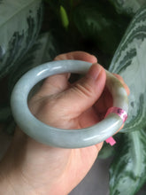 Load image into Gallery viewer, 58mm 100% natural light green/brown round cut jadeite jade bangle L64