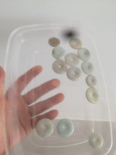 Load image into Gallery viewer, 21-25mm Type A 100% Natural light green/white Jadeite Jade Safety Guardian Button donut Pendant group AH65 (Add-on items)