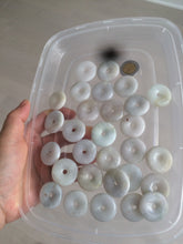 Load image into Gallery viewer, 24-25mm Type A 100% Natural light green/white Jadeite Jade Safety Guardian Button donut Pendant group AJ52 (Add-on items)