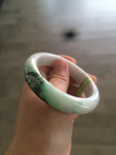 Load image into Gallery viewer, 55.6mm 100% natural Type A sunny green/white/purple jadeite jade bangle L116-4934