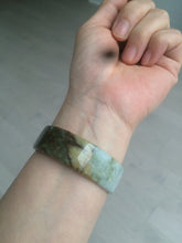 Load image into Gallery viewer, 52mm certified Type A 100% Natural sugar brown/red/green/white oil painting style square Jadeite Jade bangle D3-2745