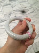 Load image into Gallery viewer, 56.6mm 100% natural light green/white chubby round cut jadeite jade bangle L65