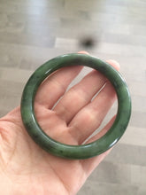 Load image into Gallery viewer, 58.5mm 100% Natural dark green nephrite Jade (碧玉) round cut bangle G39