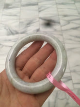 Load image into Gallery viewer, 56.6mm 100% natural light green/white chubby round cut jadeite jade bangle L65