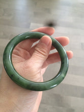 Load image into Gallery viewer, 58.5mm 100% Natural dark green nephrite Jade (碧玉) round cut bangle G39