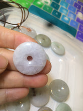 Load image into Gallery viewer, 24-25mm Type A 100% Natural light green/white/purple/red Jadeite Jade Safety Guardian Button donut Pendant group AK39 (Add-on items)