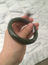 Load image into Gallery viewer, 59.2mm certified 100% Natural oily dark green/black nephrite Jade bangle HE15-3597