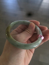 Load image into Gallery viewer, 56.6mm certified 100% natural Type A green/brown jadeite jade bangle L67-8440