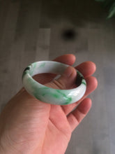 Load image into Gallery viewer, 46-48mm certified Type A 100% Natural sunny green/white kids Jadeite Jade bangle Group W69-0096